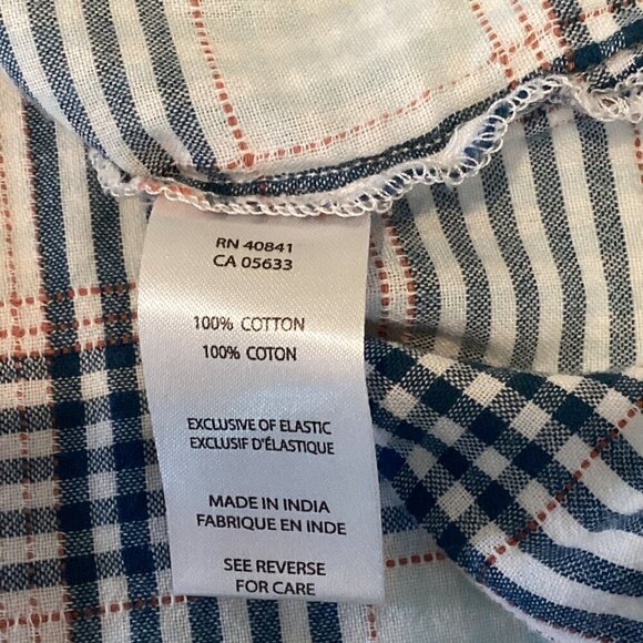 Old Ranch Cotton Plaid Smock Accent Sleeveless Button-Down Top Sz S #278G - Picture 8 of 9